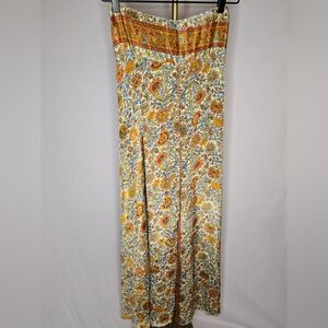 Gardenbelle Shop Floral Wide Leg Boho Lounge Pants - Orange & Yellow